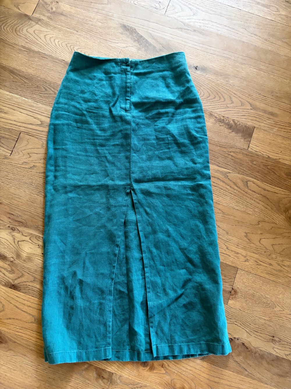 Paloma Wool 100% Linen Skirt front slit teal turquoise size 36
